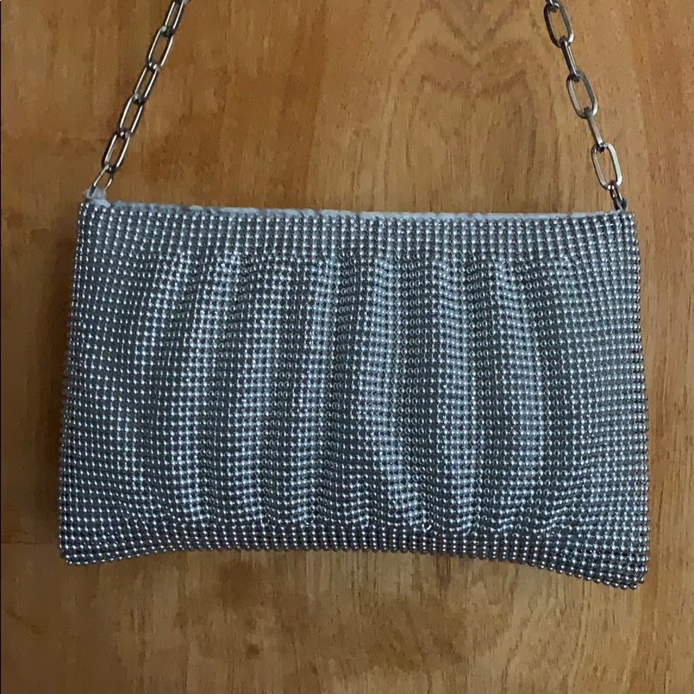 Silver beaded evening bag